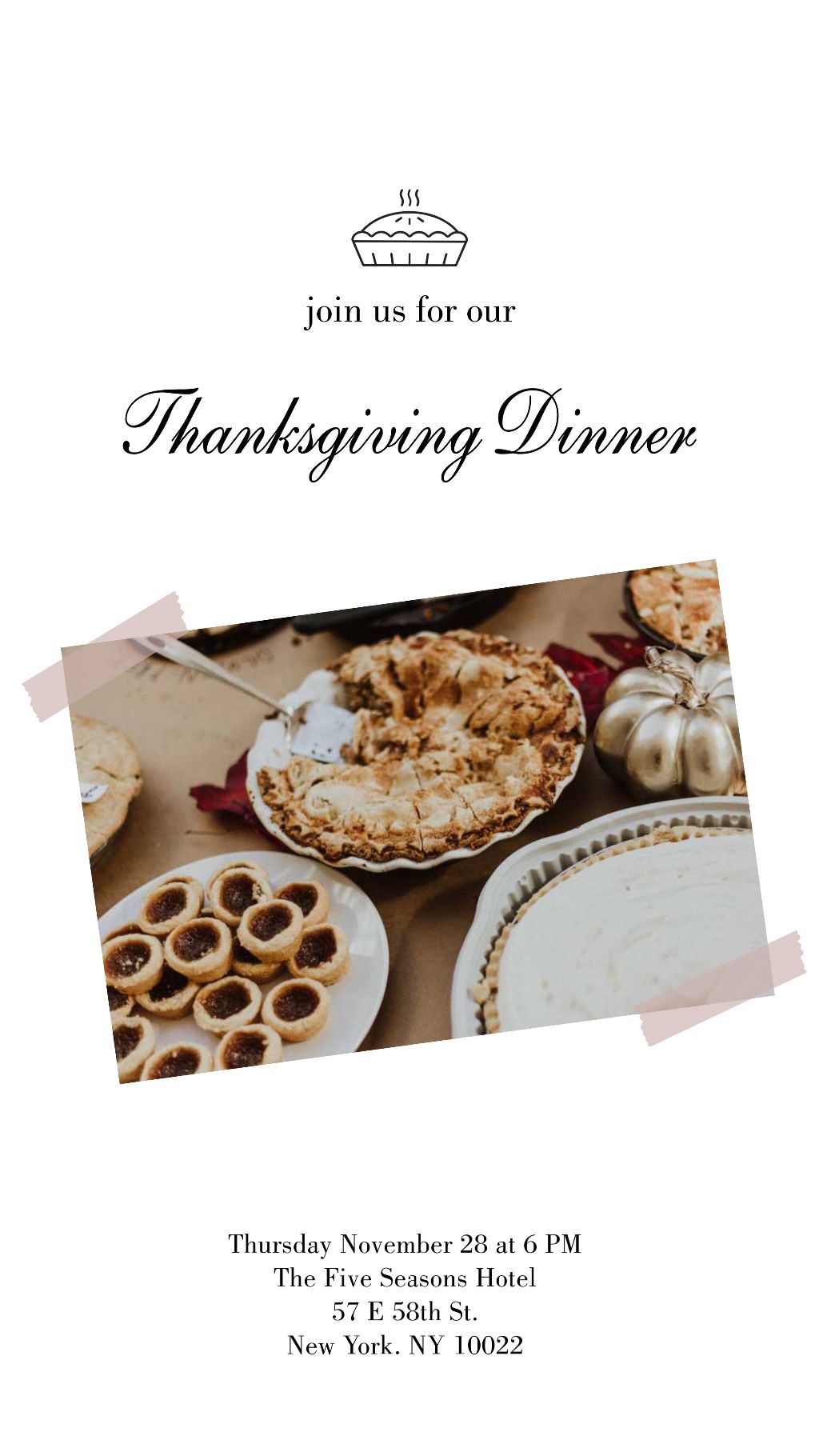 Elegant Thanksgiving Dinner Invitation Poster Beige