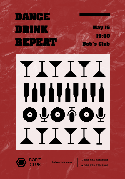 Template Bold Red Nightclub Event Poster Design