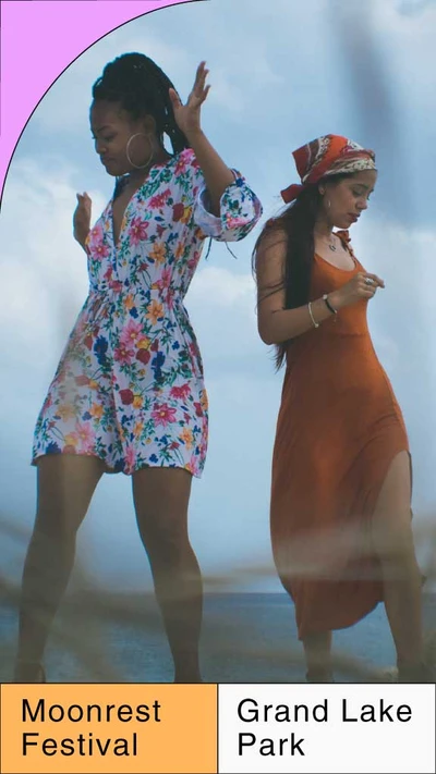 Template Vibrant Outdoor Festival Poster Design in Blue and Orange