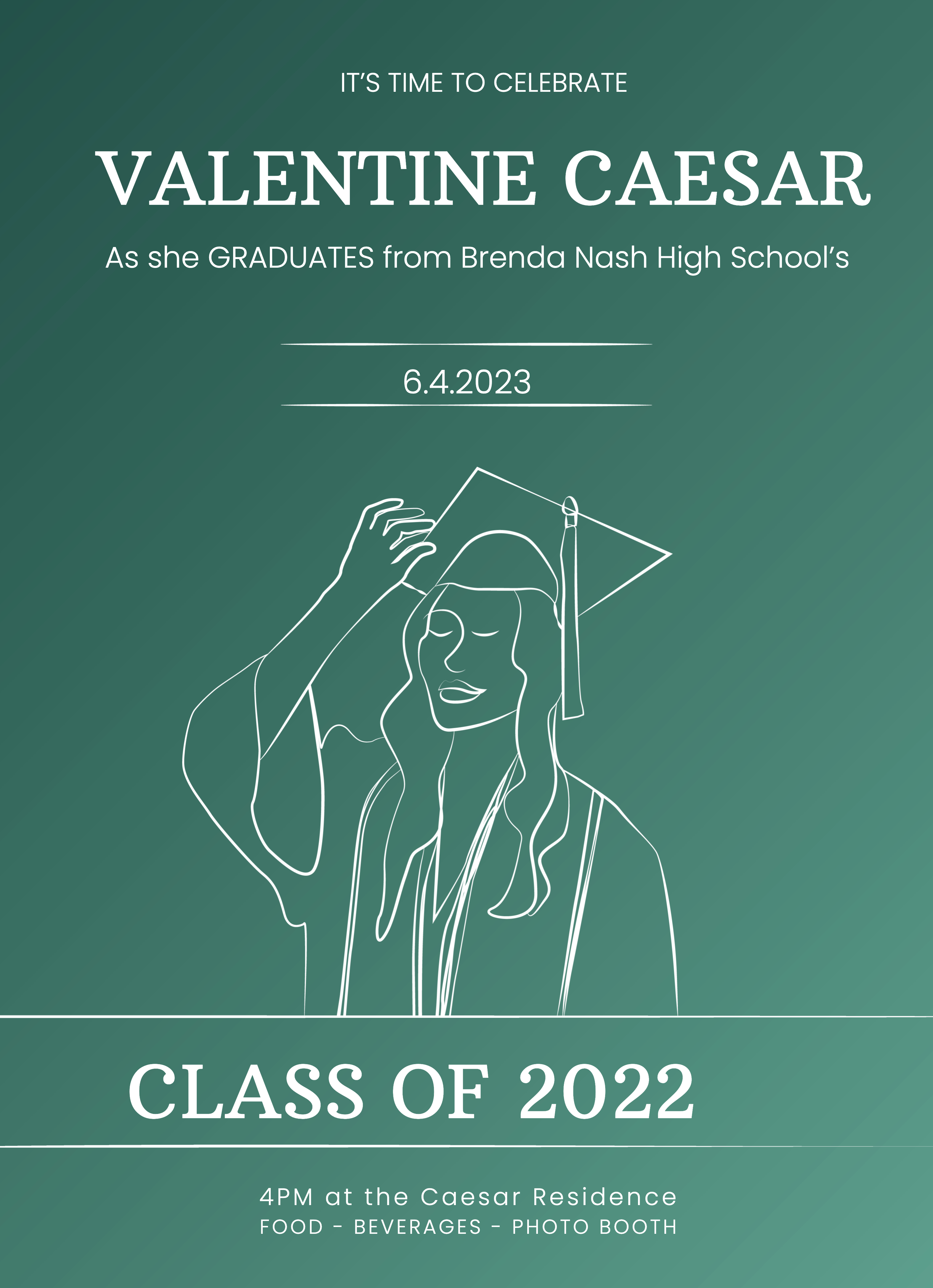 Elegant Teal Graduation Announcement Poster