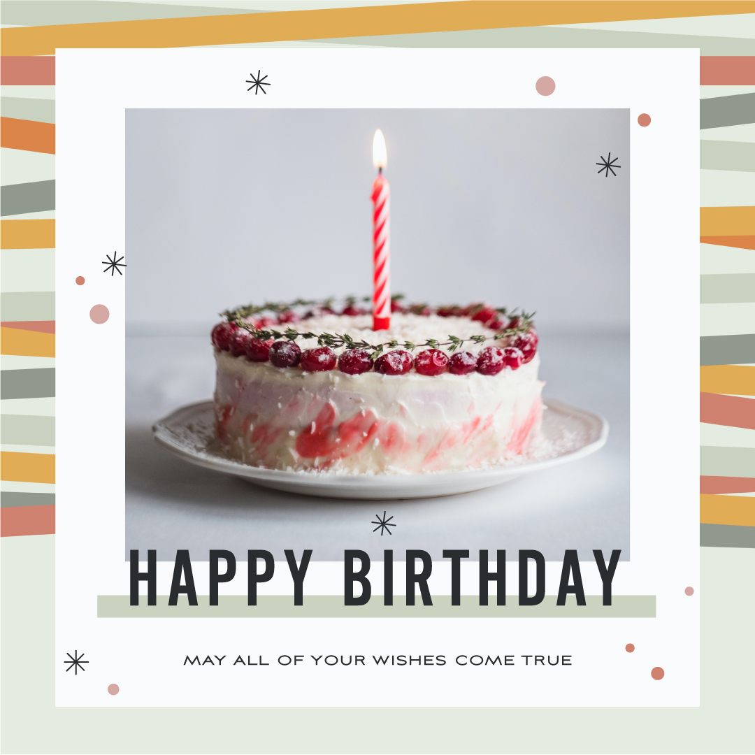 Cheerful Birthday Greetings Post Template in Coral