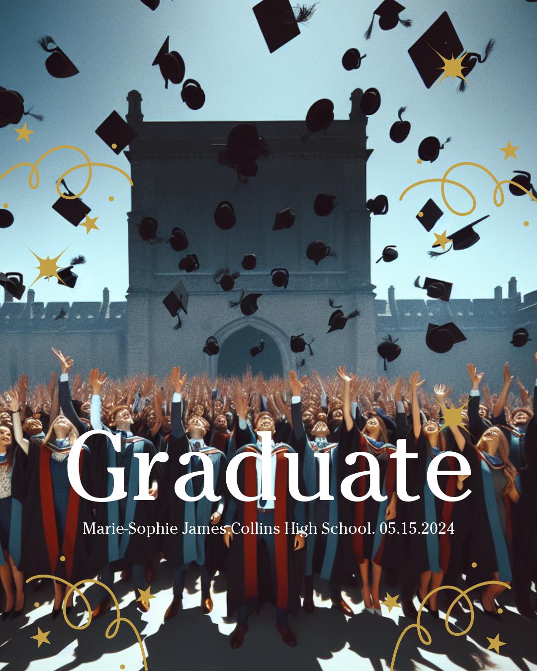 Elegant Black and Gold Graduate Poster Template