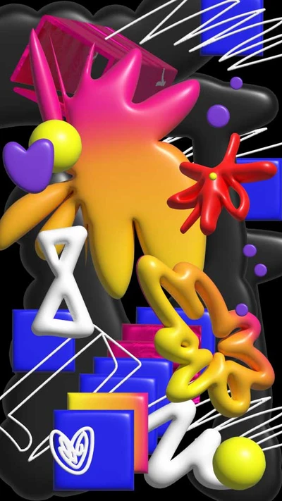 Template Vibrant 3D Shapes Social Media Post