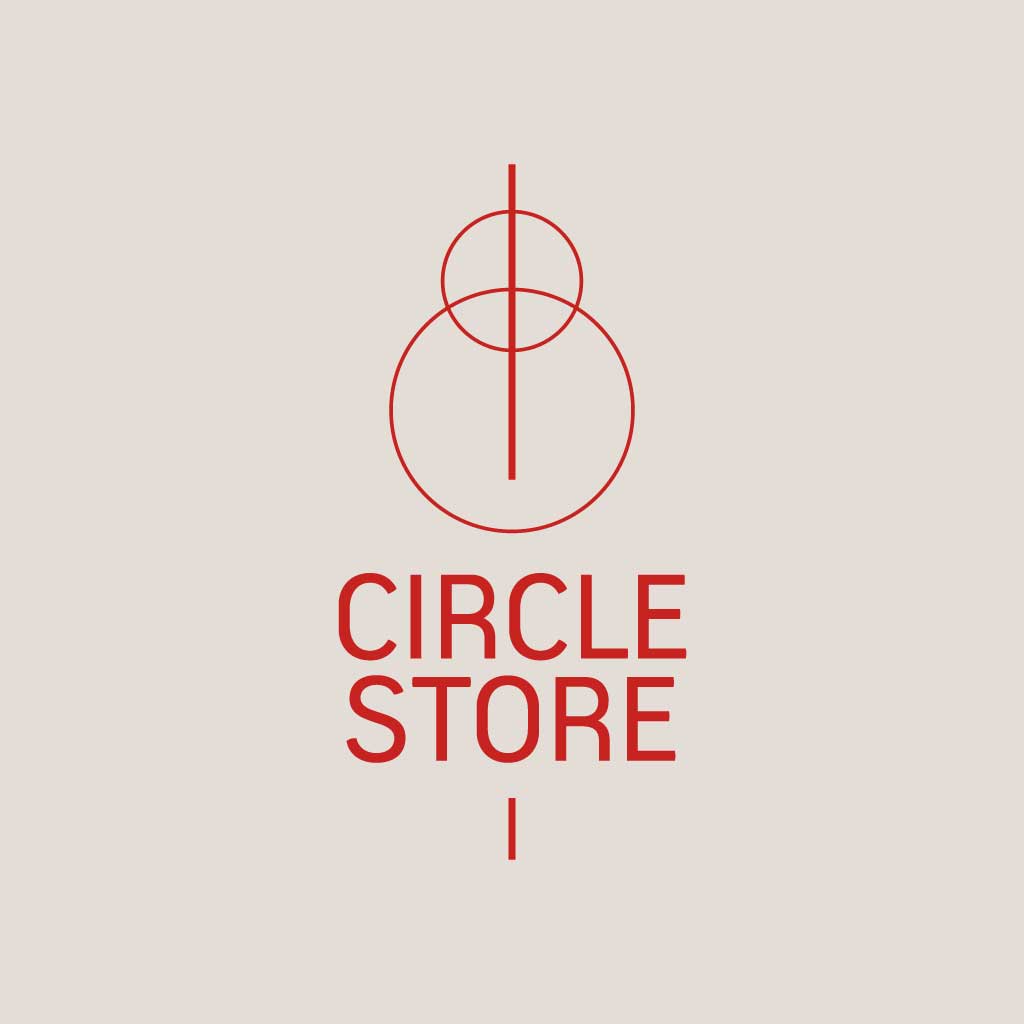 Minimalist Circle Store Logo Poster Design Beige Red