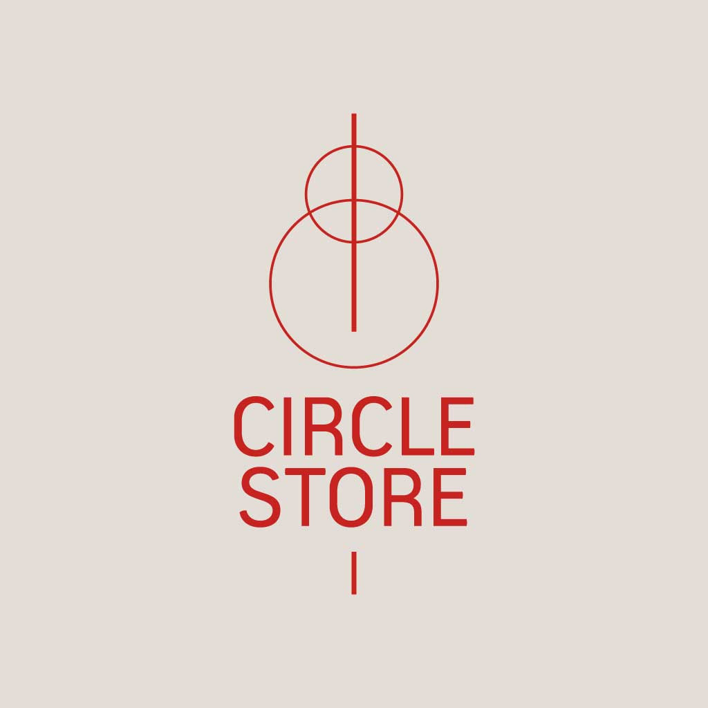 Template Minimalist Circle Store Logo Poster Design Beige Red