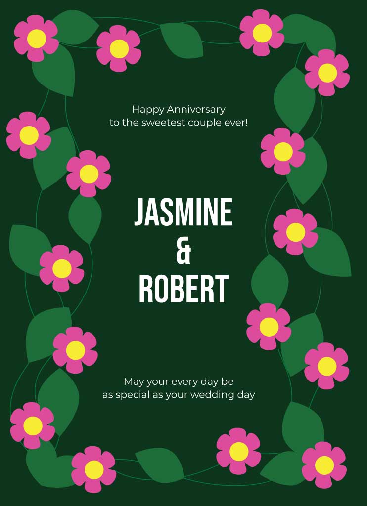 Elegant Green and Pink Anniversary Poster Design