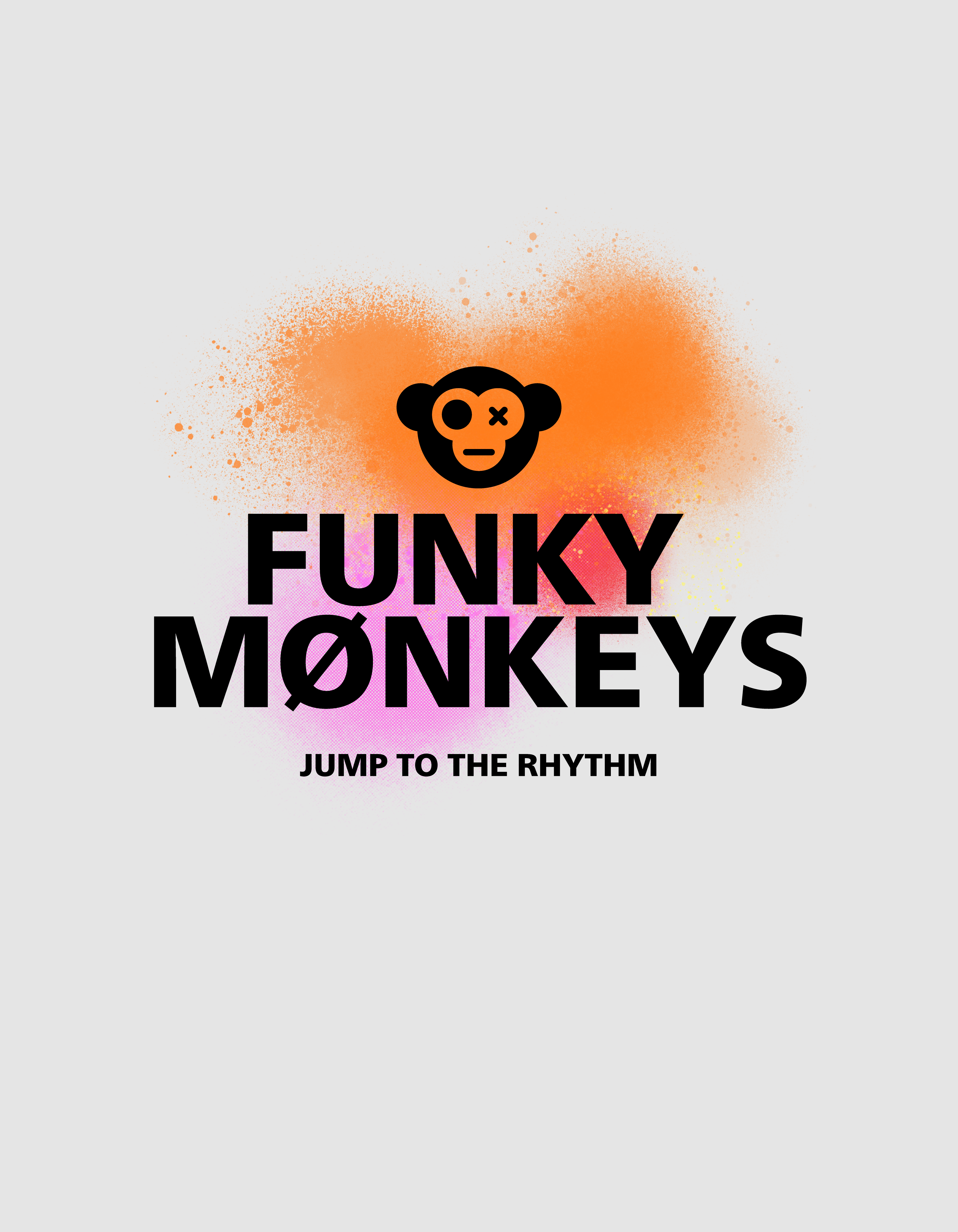 Vibrant Orange Funky Monkeys Dance Poster