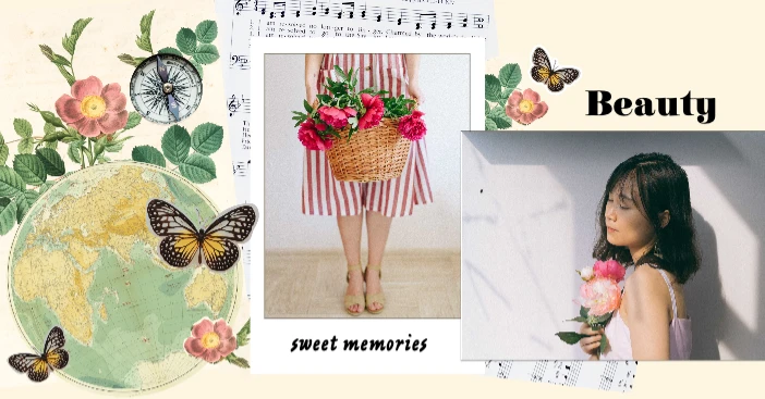 Template Vintage Beauty Poster with Pink and Cream Tones