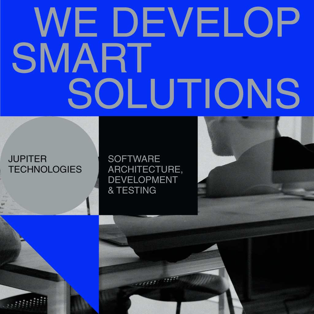 Template Innovative Tech Company Blue Black Poster