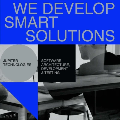 Template Innovative Tech Company Blue Black Poster