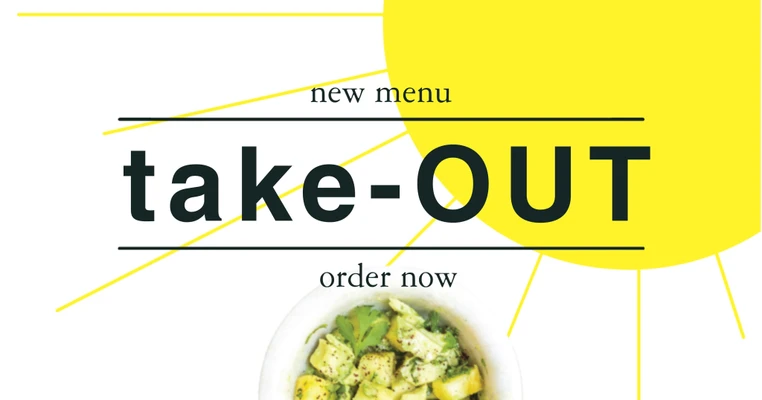 Template Vibrant Yellow Take-Out Menu Ad Design