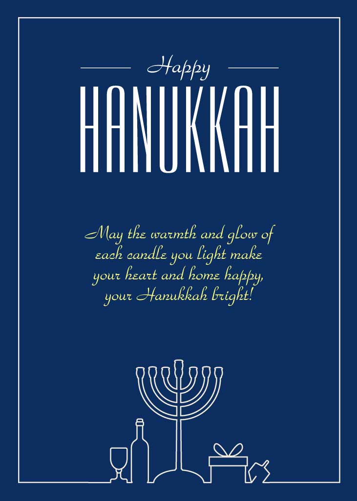 Navy Blue Elegant Hanukkah Poster Template