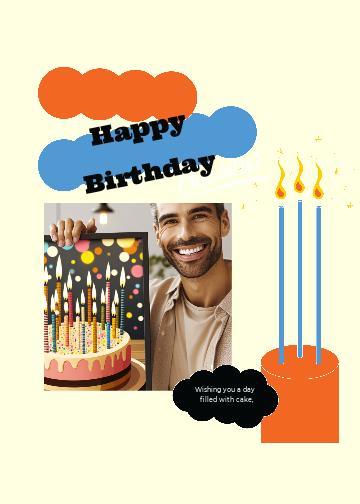 Cheerful Blue and Orange Birthday Post Template