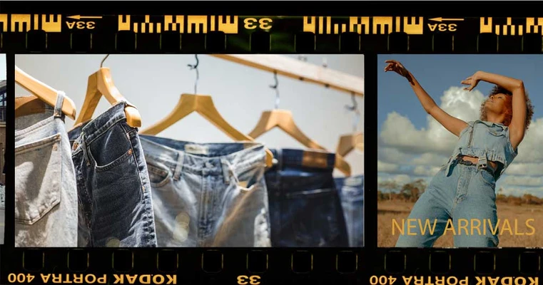 Template Stylish Denim Fashion New Arrivals Poster