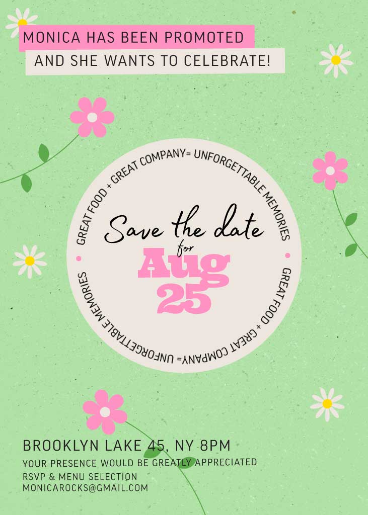 Chic Pink and Green Celebration Invitation Post