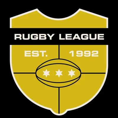 Template Bold Black and Gold Rugby Emblem Poster