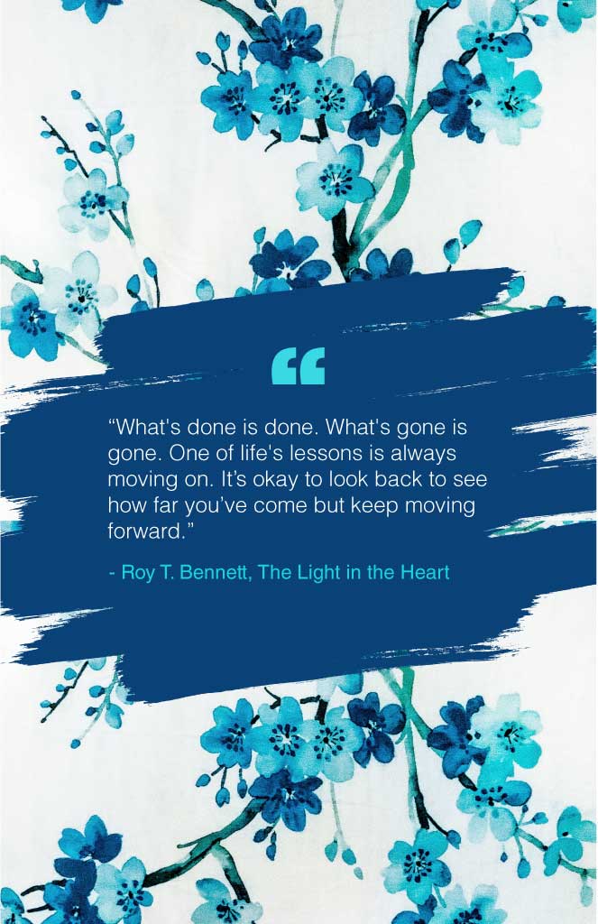 Inspirational Blue Floral Quote Poster Design