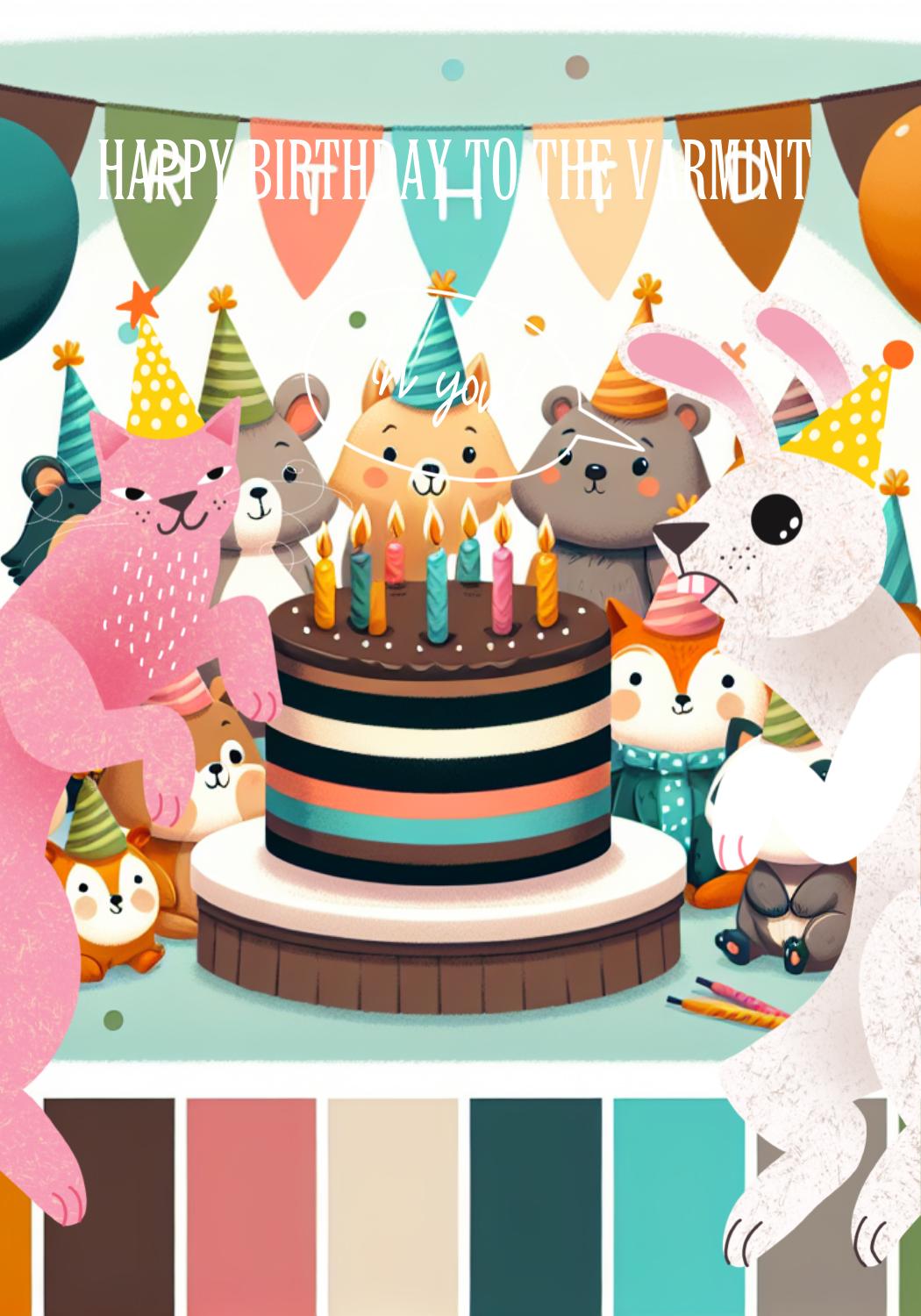 Whimsical Birthday Post with Pink and Teal Animals