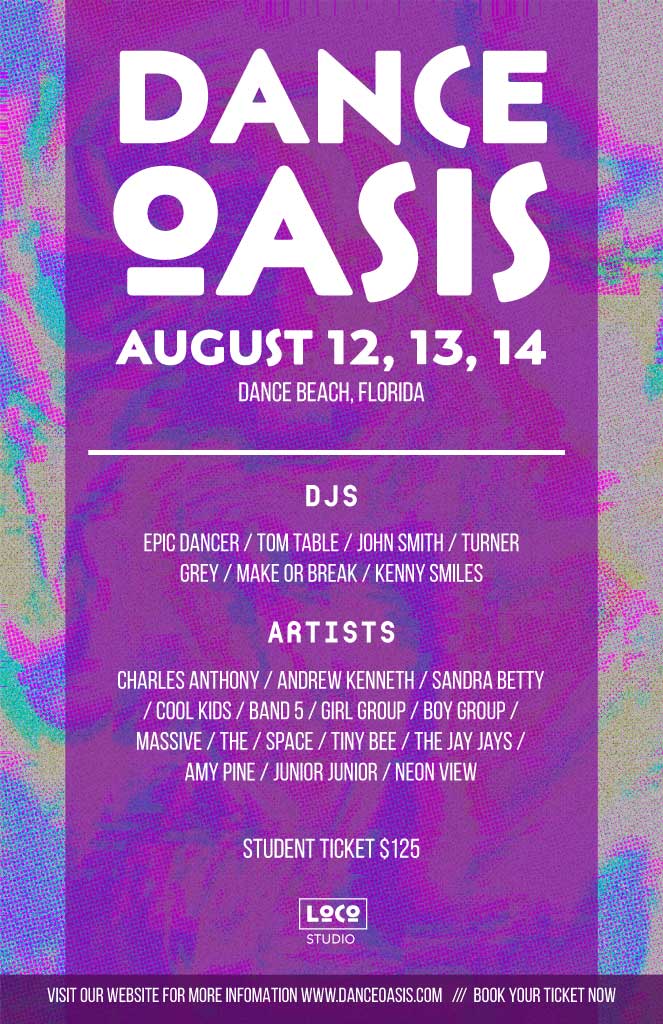 Dance Oasis Summer Event Poster Purple Teal