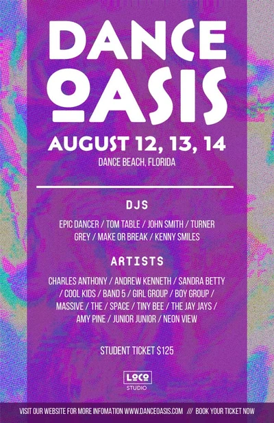 Template Dance Oasis Summer Event Poster Purple Teal