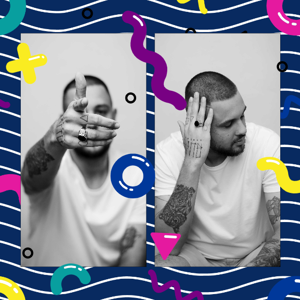 Template Urban Chic Blue and Pink Poster Template