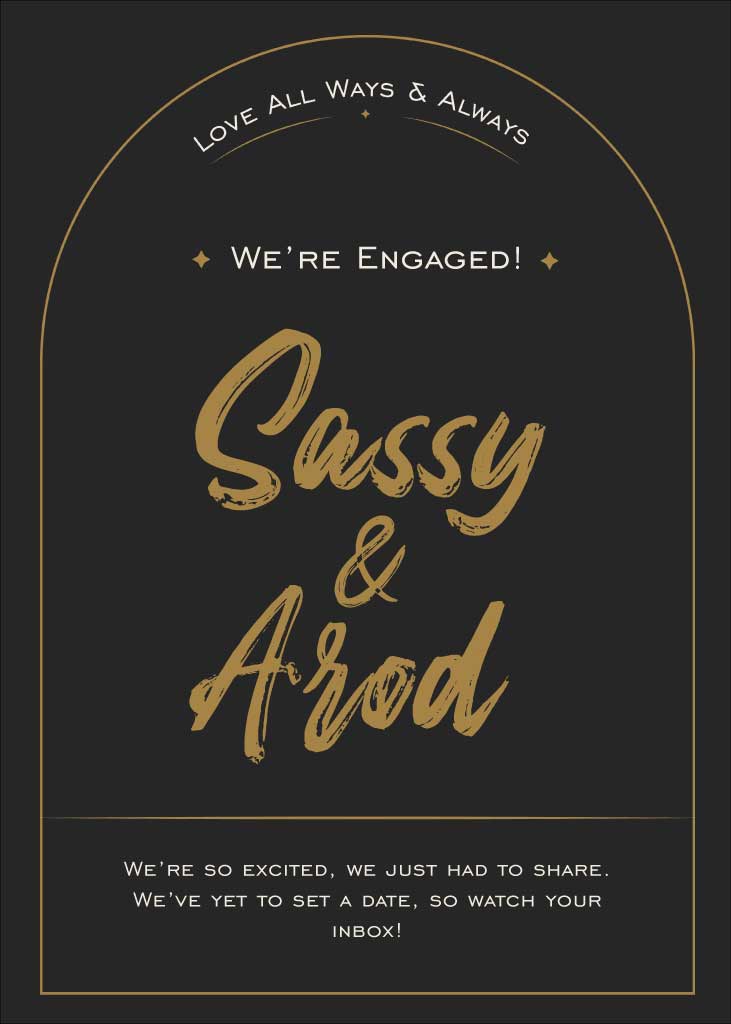 Elegant Black Gold Engagement Announcement Poster