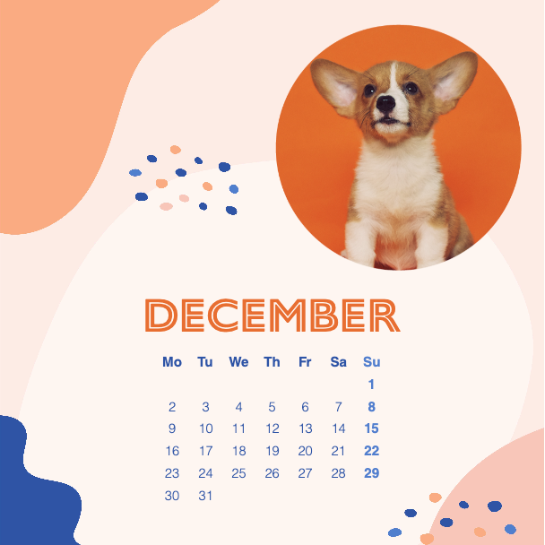 Cheerful December Calendar Poster with Cute Corgi