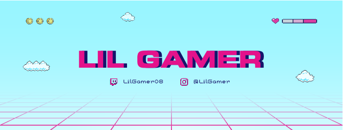 Retro Blue and Pink Gamer Social Media Post