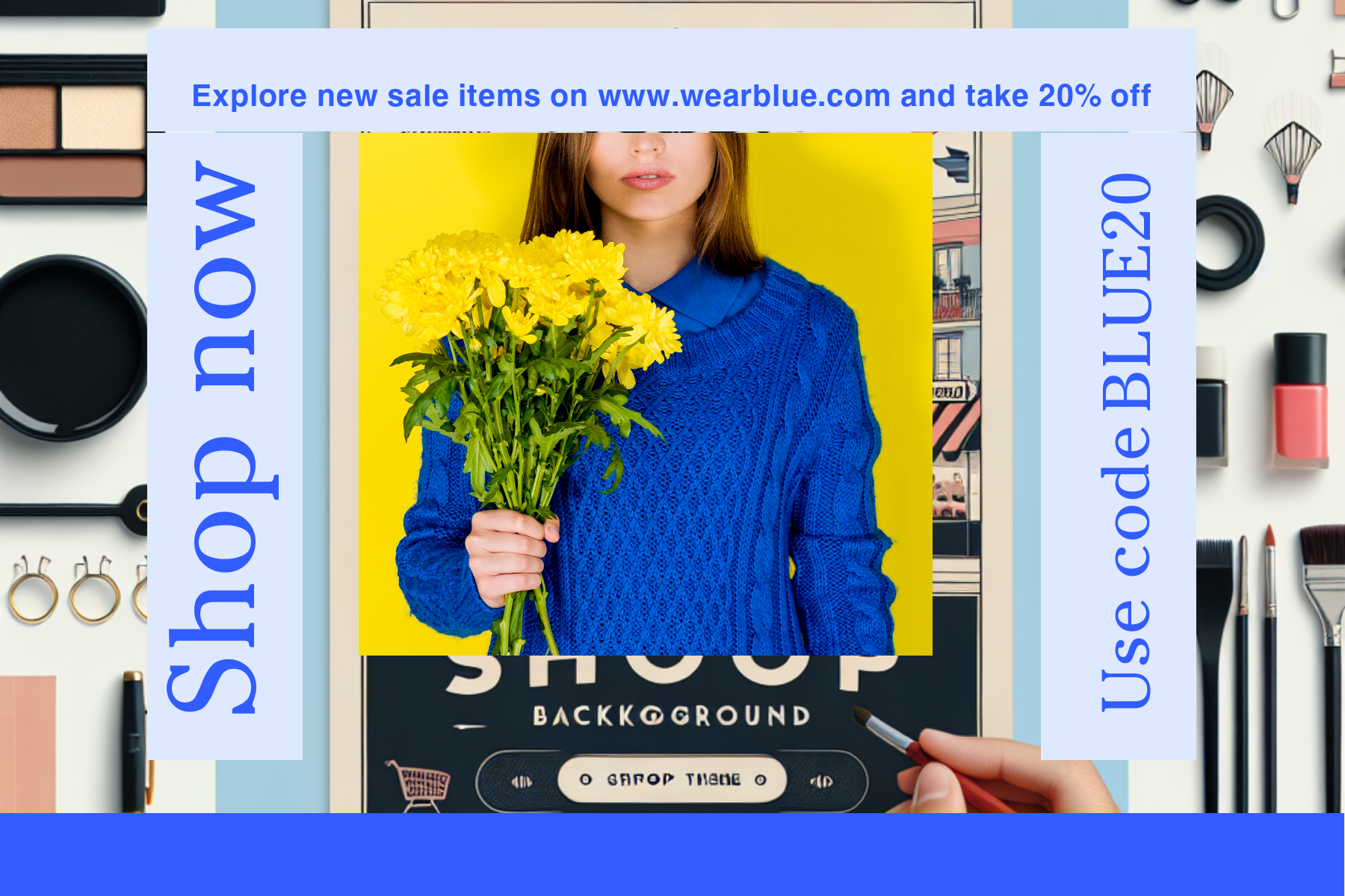 Vibrant Blue and Yellow Sale Ad Poster