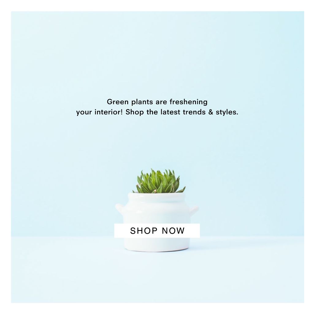 Lively Plant Decor Ad in Cool Pastel Tones