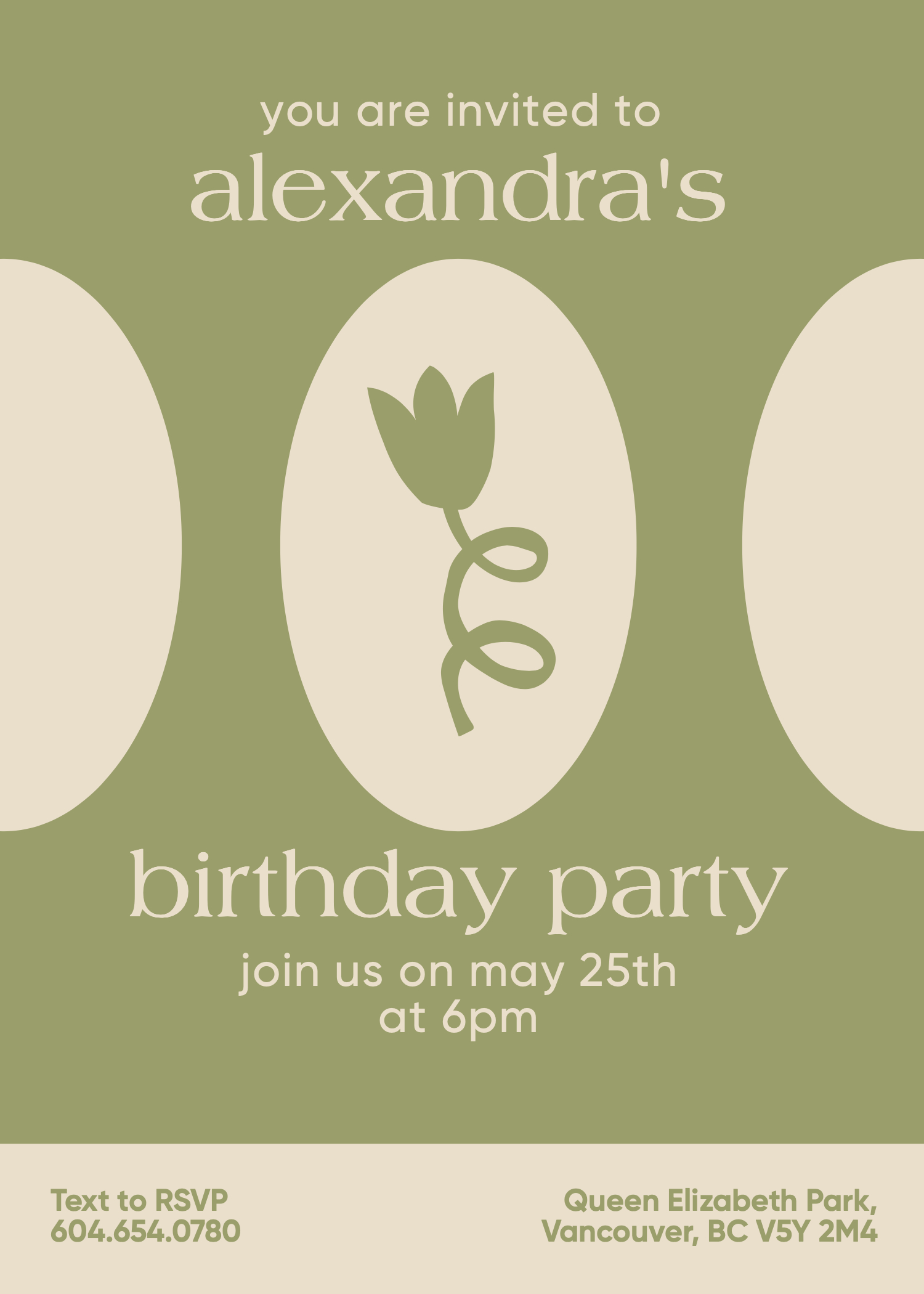 Elegant Olive Green Birthday Party Invitation Post