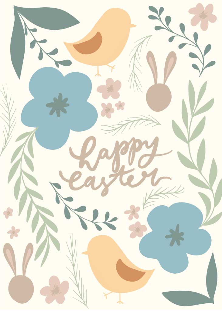 Cheerful Easter Greeting Poster Design in Pastel Tones