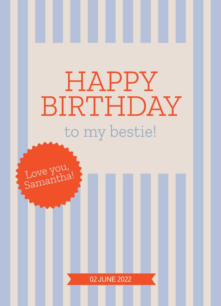 Blue and Orange Birthday Greeting Poster