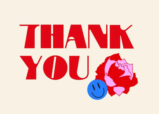 Template Cheerful Red Thank You Poster Design