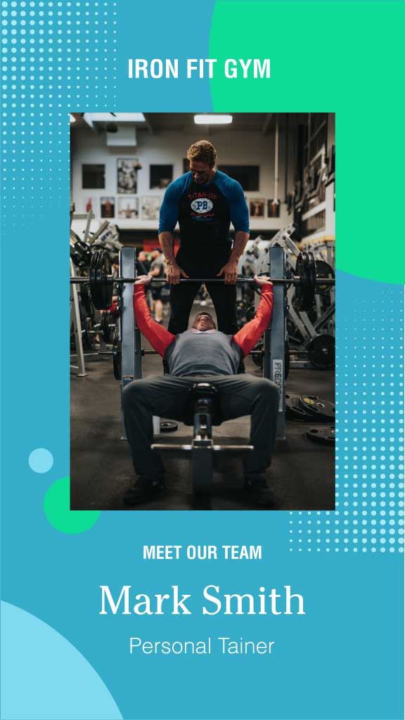 Energetic Gym Trainer Introduction Poster Teal Inspired