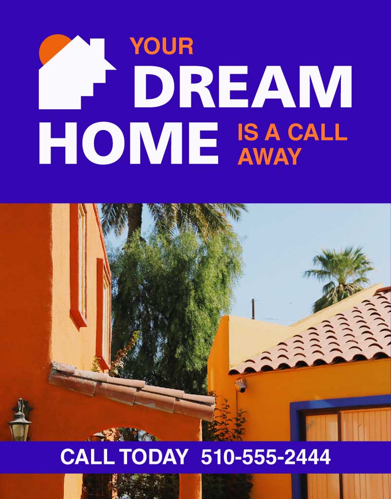 Vibrant Orange Real Estate Ad Poster