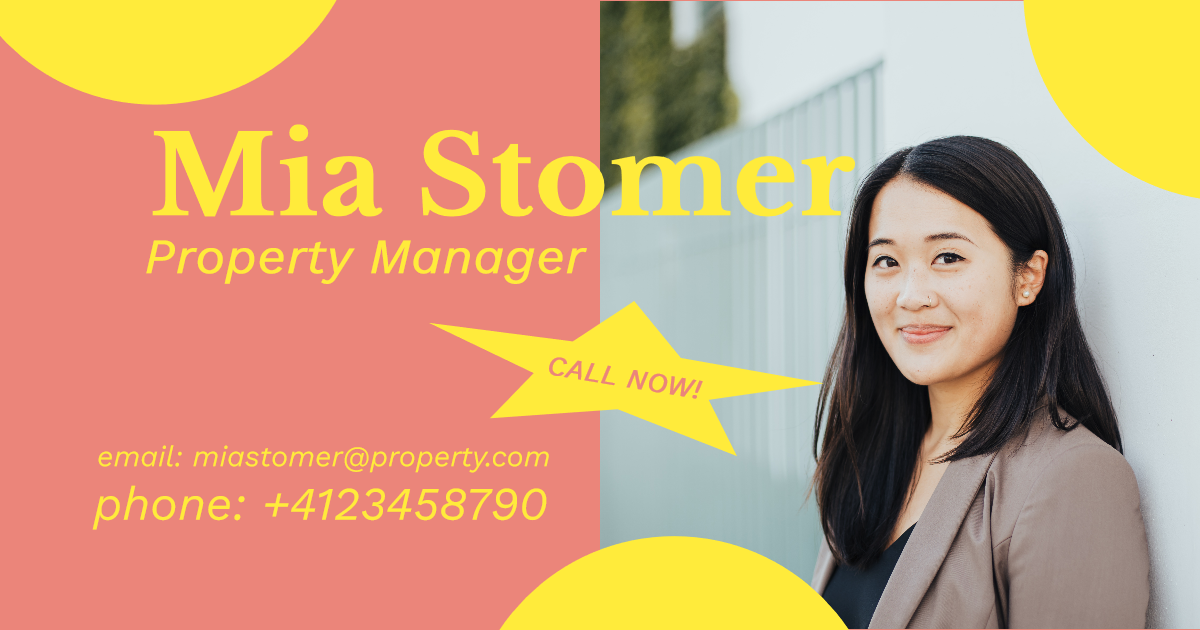 Vibrant Yellow and Coral Property Manager Ad