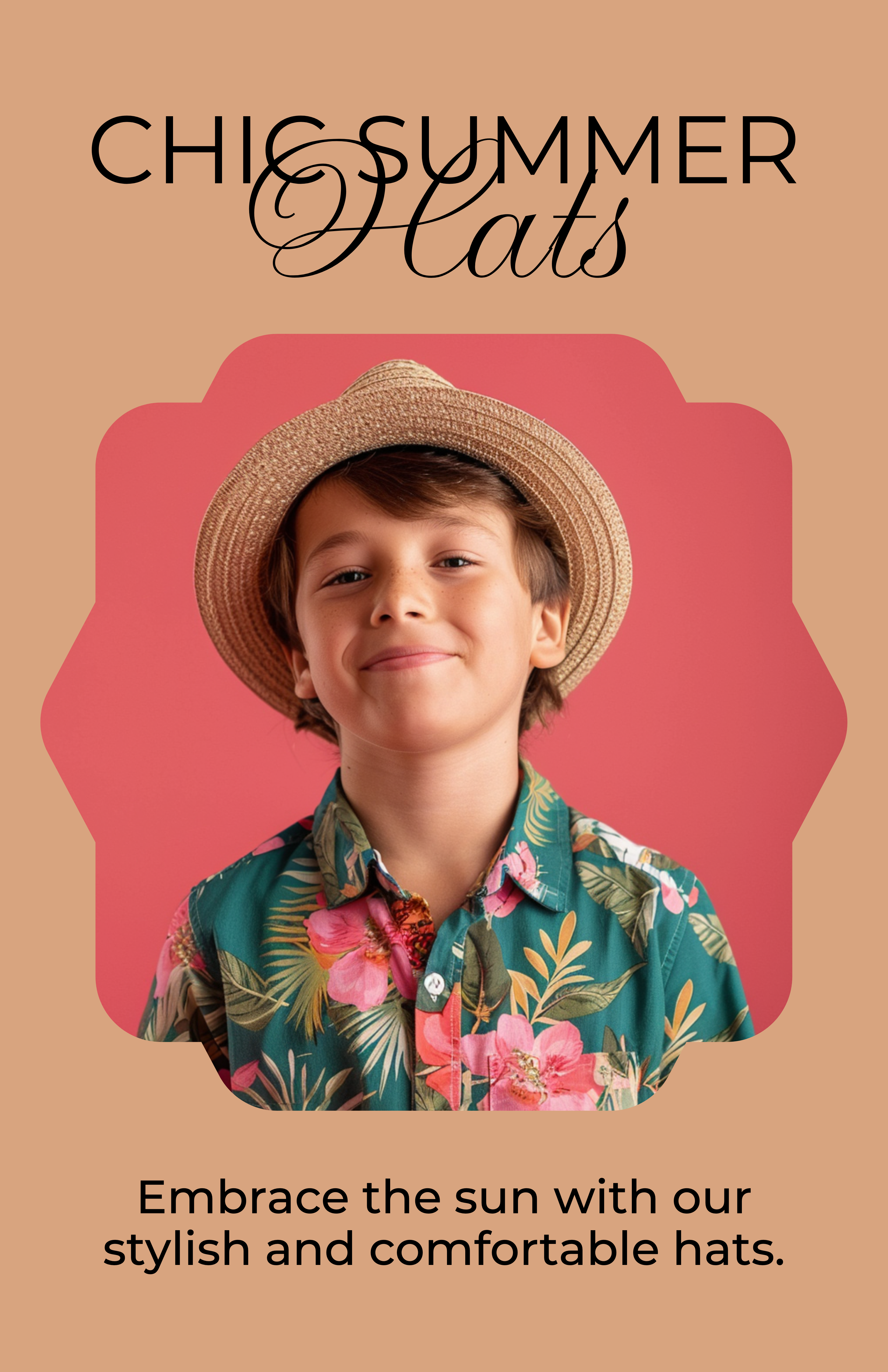 Template Chic Summer Hat Poster in Coral