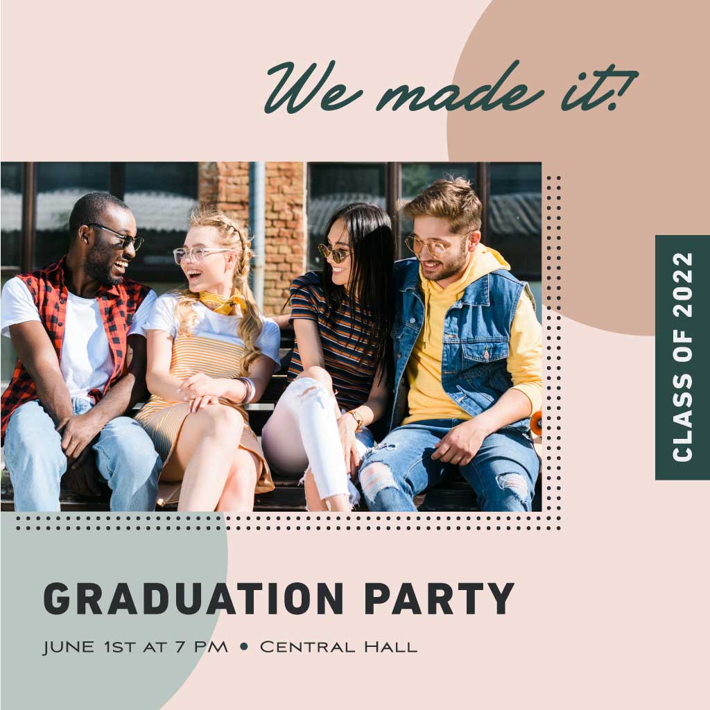 Cheerful Graduation Party Announcement Poster Peach