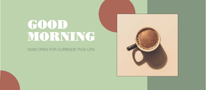 Template Cheerful Morning Coffee Ad Poster Design in Sage Green