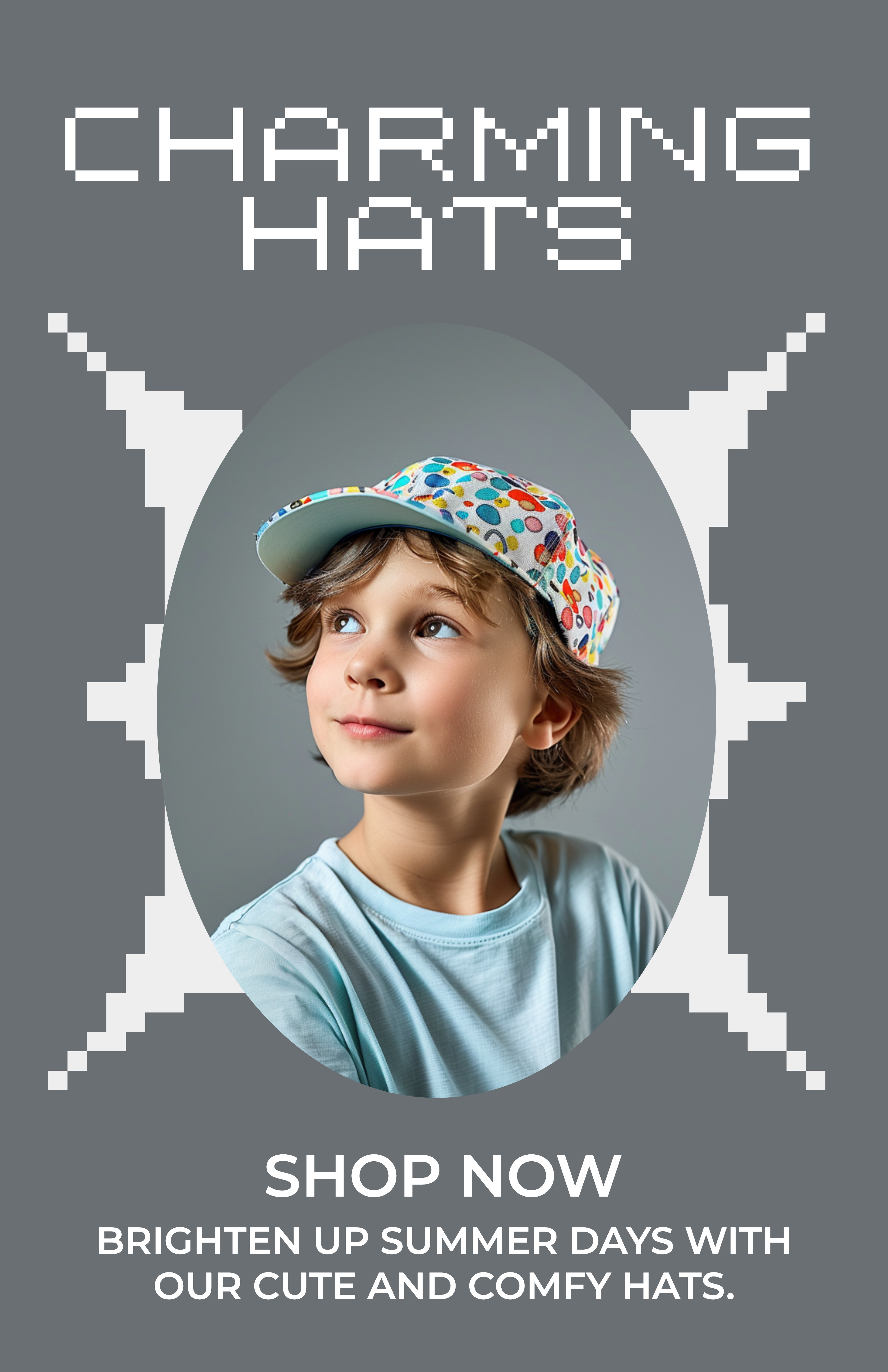 Template Charming Gray Instagram-Story for Cute Hats