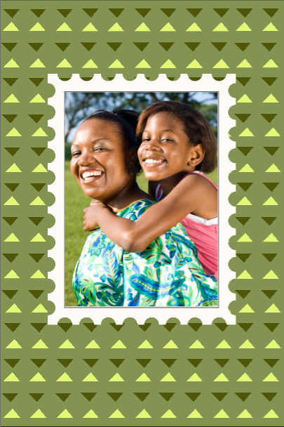 Template Cheerful Family Portrait Green Frame Post