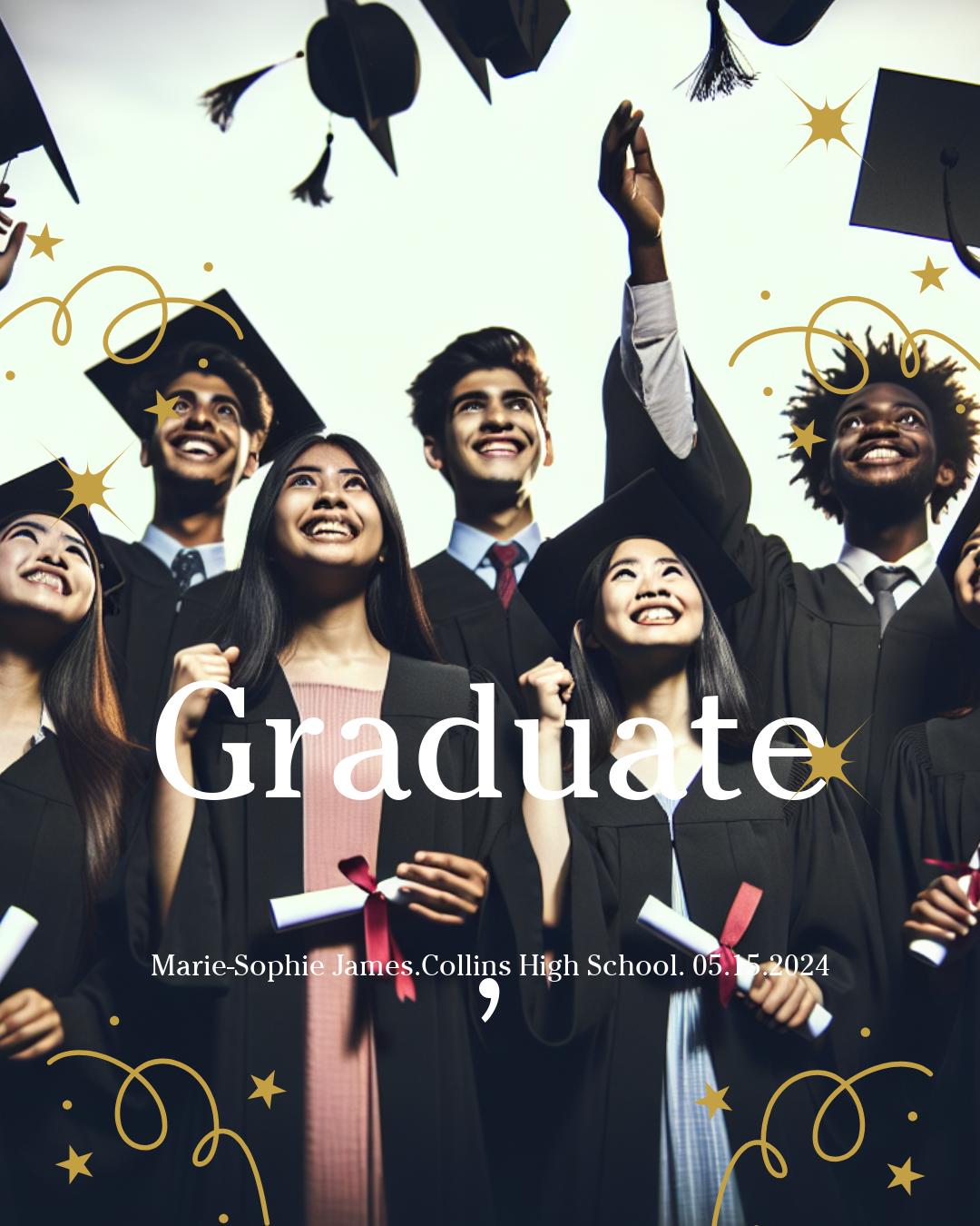 Elegant Black and Gold Graduate Poster Template