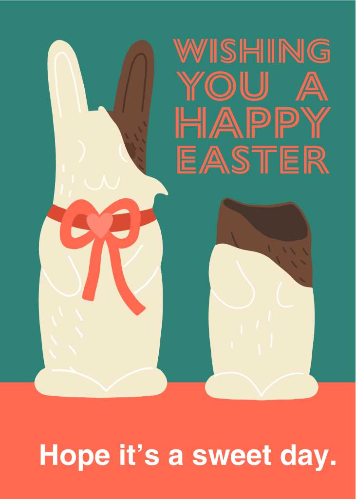 Template Cheerful Easter Greetings Poster in Coral and Teal