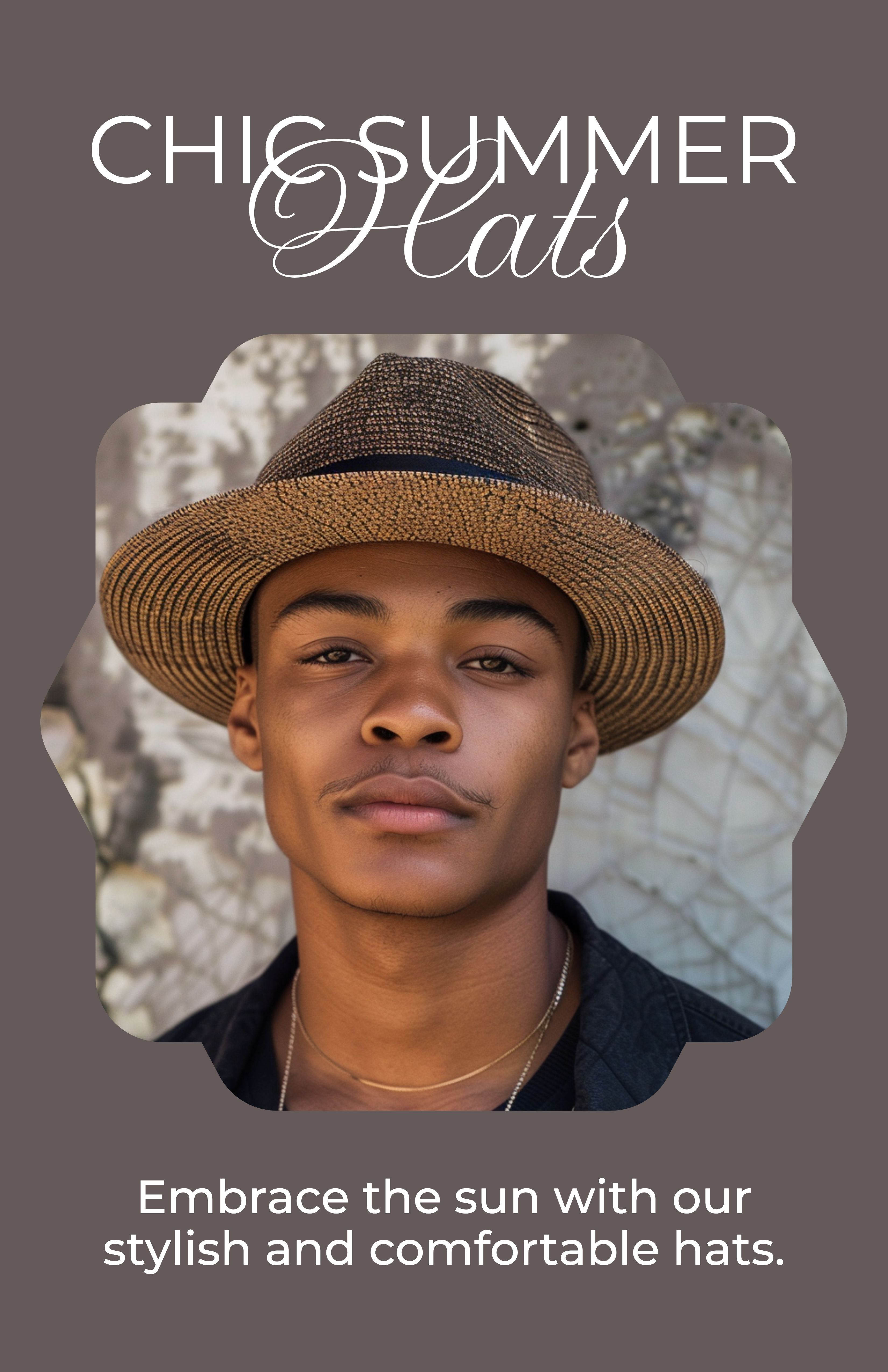 Template Stylish Brown Summer Hats Poster For Chic Look