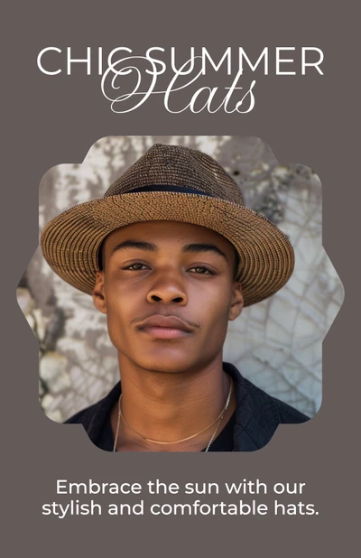 Template Stylish Brown Summer Hats Poster For Chic Look