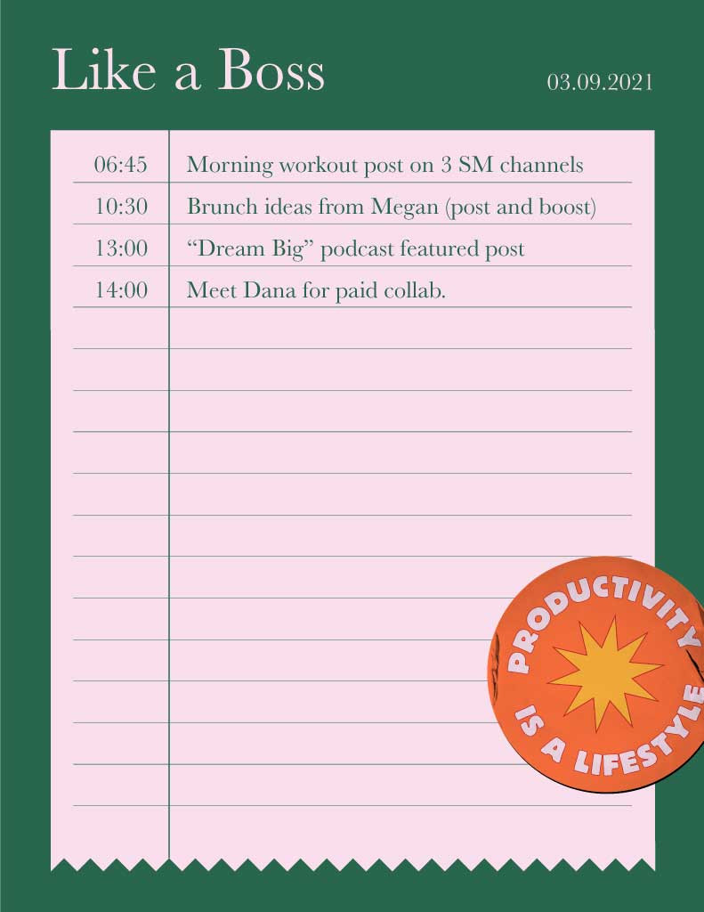 Template Green and Pink Productivity Planner Poster