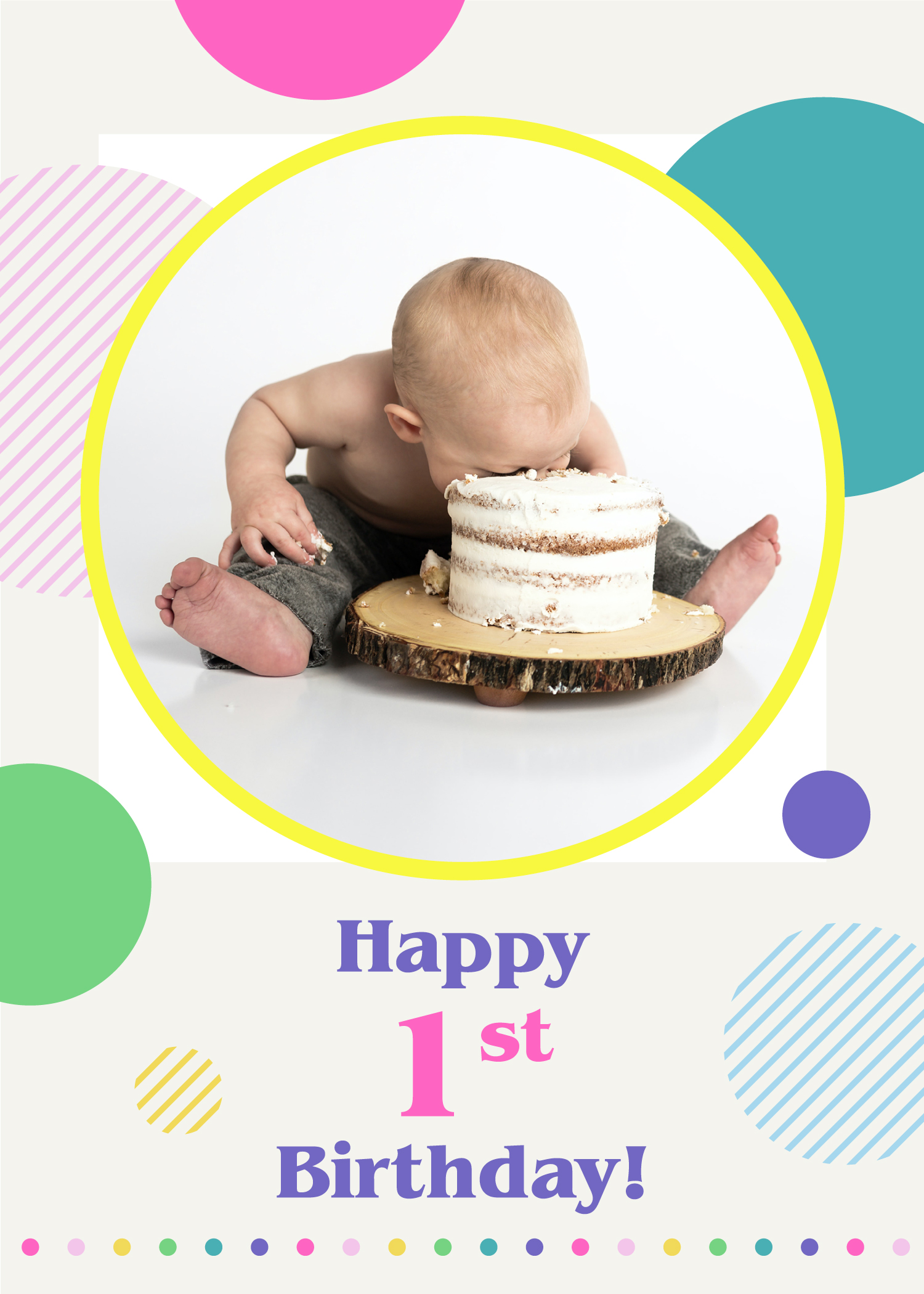 Colorful First Birthday Poster Design Template