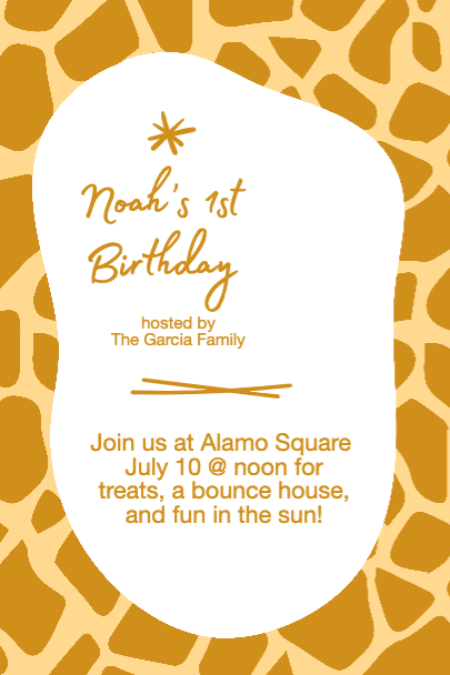 Sunny Giraffe Spots Birthday Invitation Post