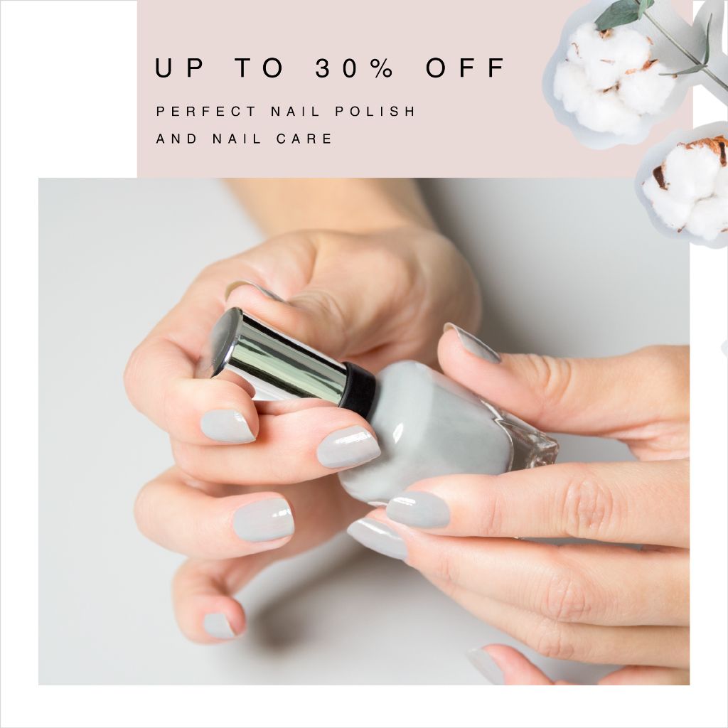 Chic Grey Nail Polish Sale Ad Template